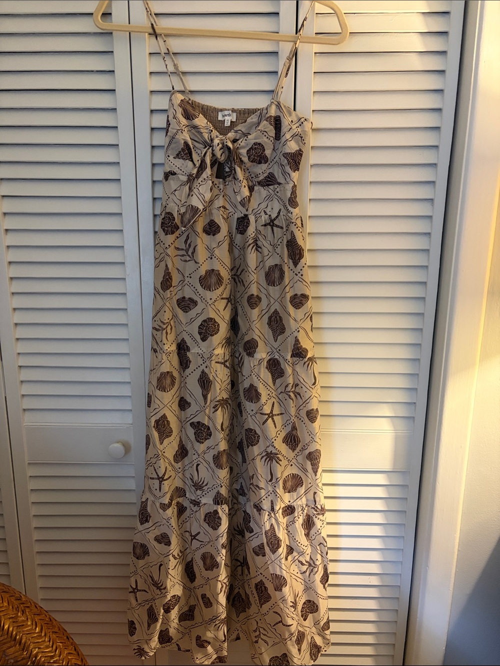 Heartloom Beige Maxi Dress with Brown Shell Print